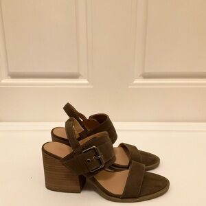 Army Green Block Heel Sandals
